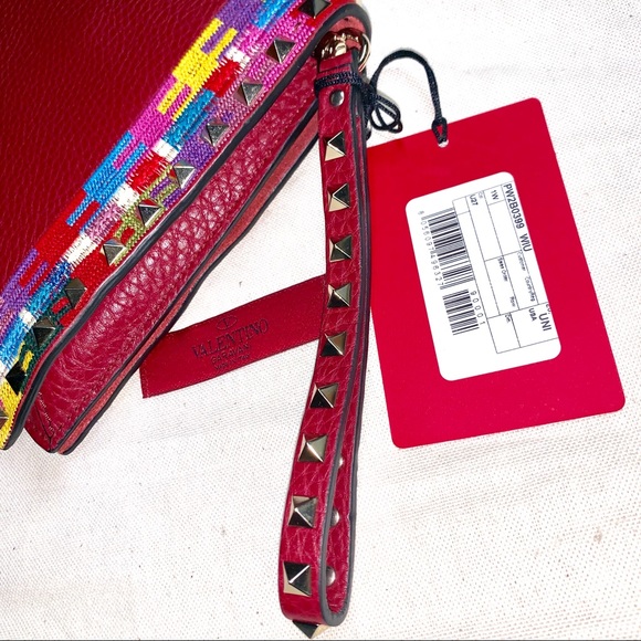 Valentino Rockstud Embroidered Trim Clutch - Picture 6 of 8